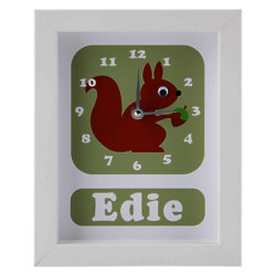 Stripey Cats Personalised Pip Squirrel Framed Clock, 23 x 18cm